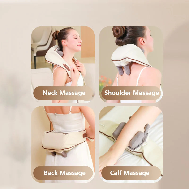 Electric Neck And Back Massager Wireless Neck And Shoulder Kneading Massage Pillow Cervical Back Muscle Relaxing Massage Shawl